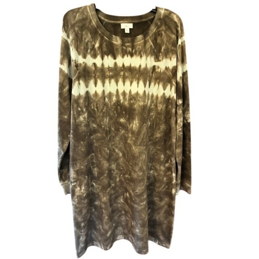 J. Jill Fit Sweatshirt Dress Womens Large Tall Brown Tie Dye NWOT Cotton Modal - Picture 6 of 6